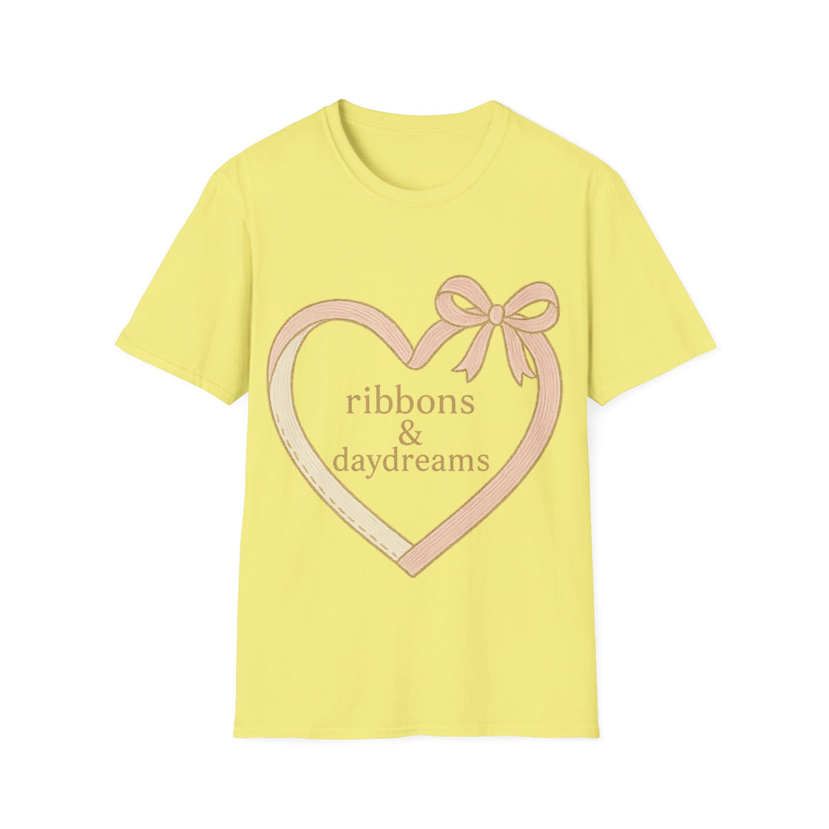 "Chain of Hearts" Gold Charm Ribbon Tee - Cute Coquette Heart Line Aesthetic White T-Shirt - Trending Now - September 2026