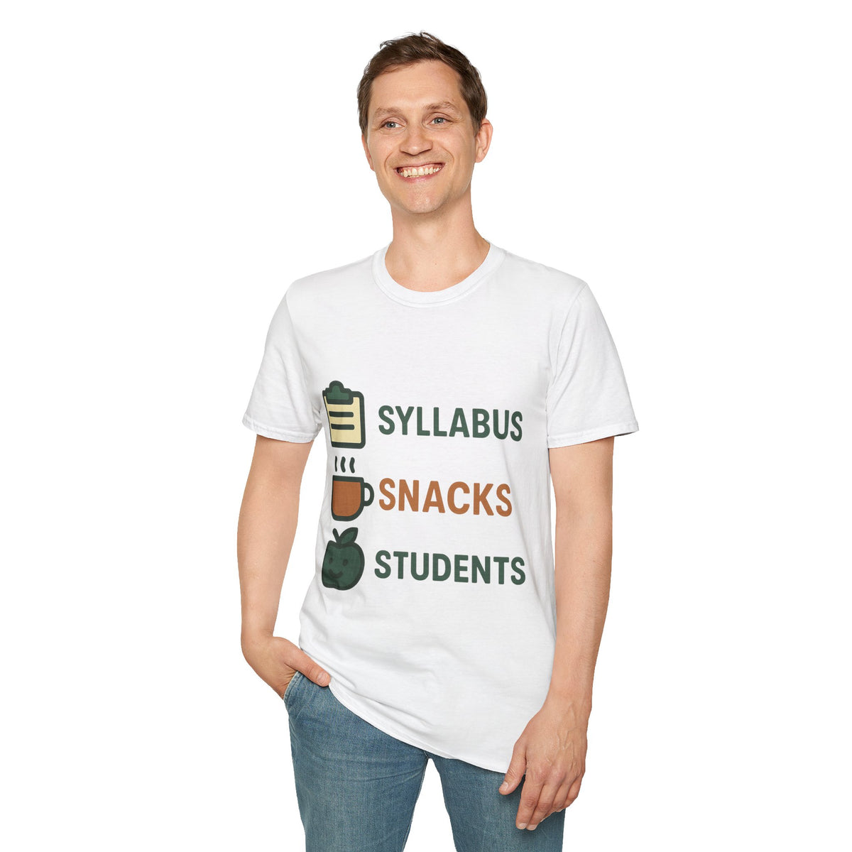 Syllabus Snacks Students Graphic Tee — Funny Teacher & Student Back-to-School T-Shirt - Trending Now - August 2026