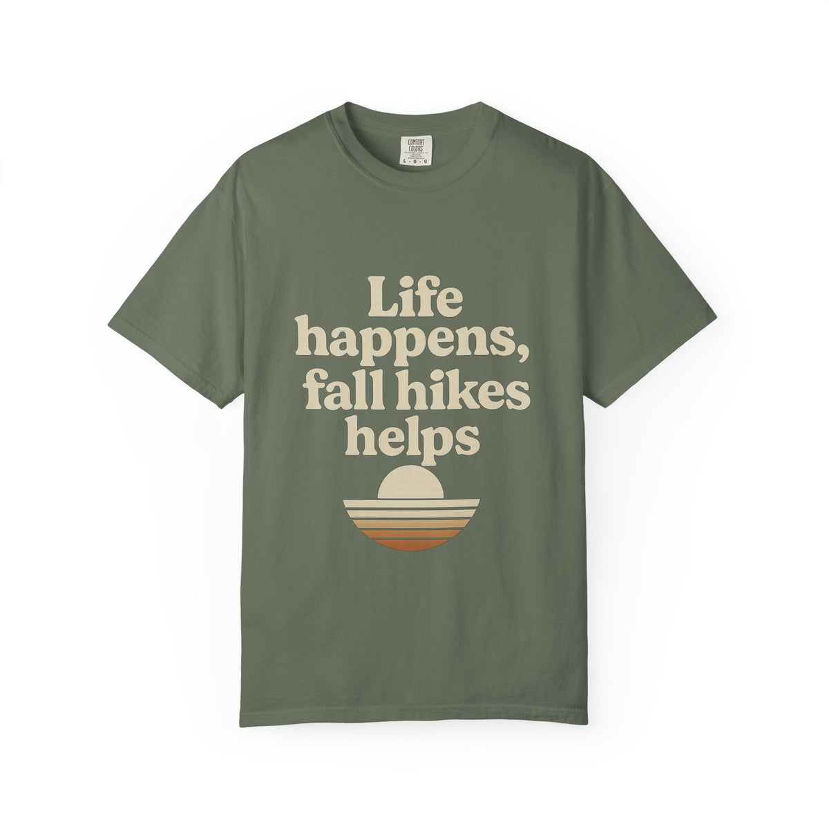 Fall Hikes T‑Shirt — "Life Happens, Fall Hikes Helps" Retro Sunset Tee - Trending Now - October 2026