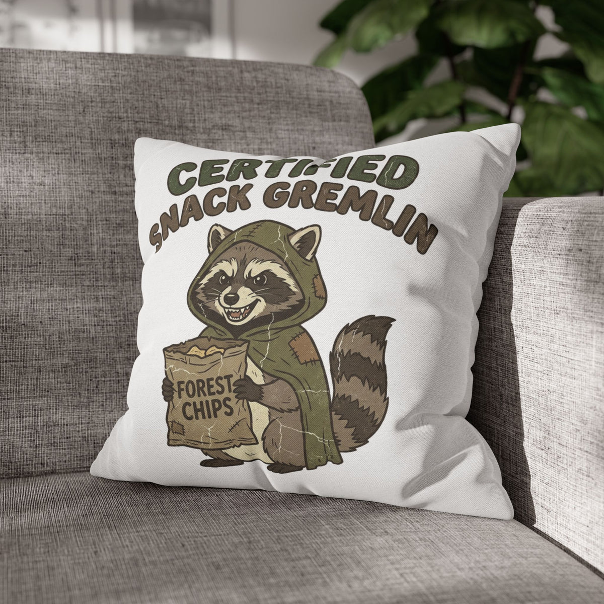 Funny Certified Snack Gremlin Raccoon Throw Pillowcase