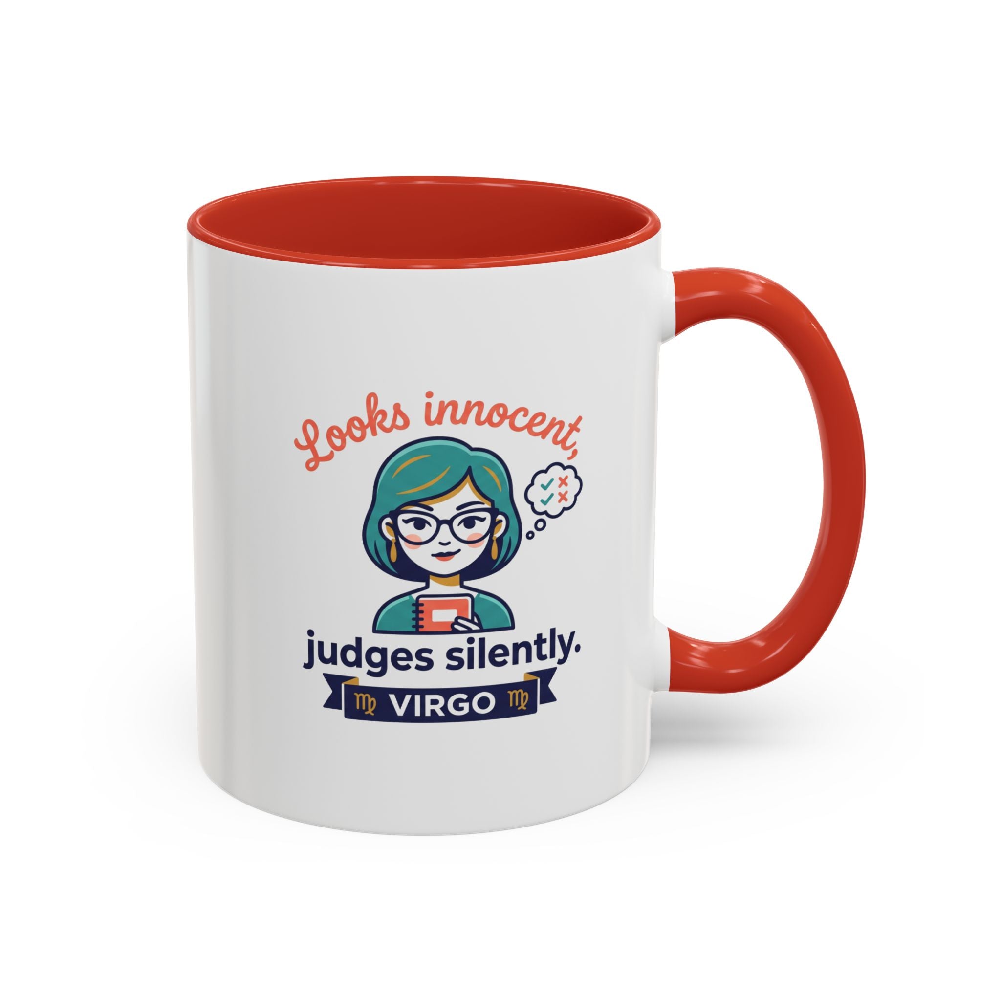 Virgo Accent Coffee Mug - "Looks Innocent, Judges Silently" Zodiac Astrology Gift
