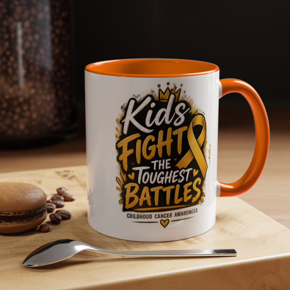 Kids Fight The Toughest Battles Accent Coffee Mug — Childhood Cancer Awareness 11/15oz