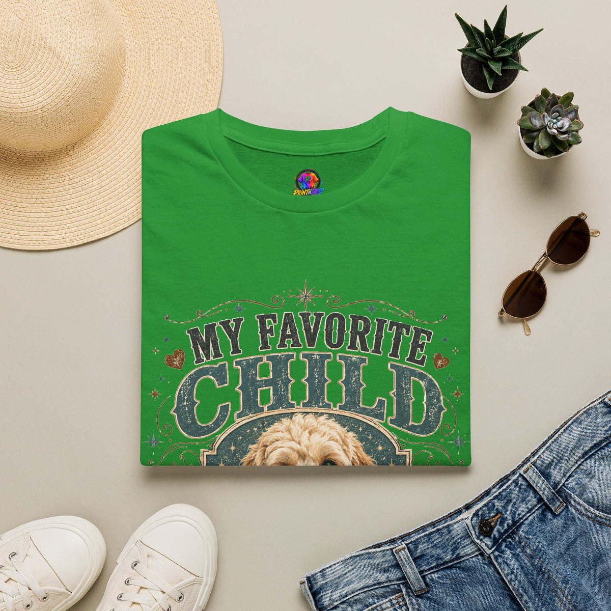My Favorite Child Dog Mom T-Shirt — Cute Doodle Portrait Pet Lover Tee