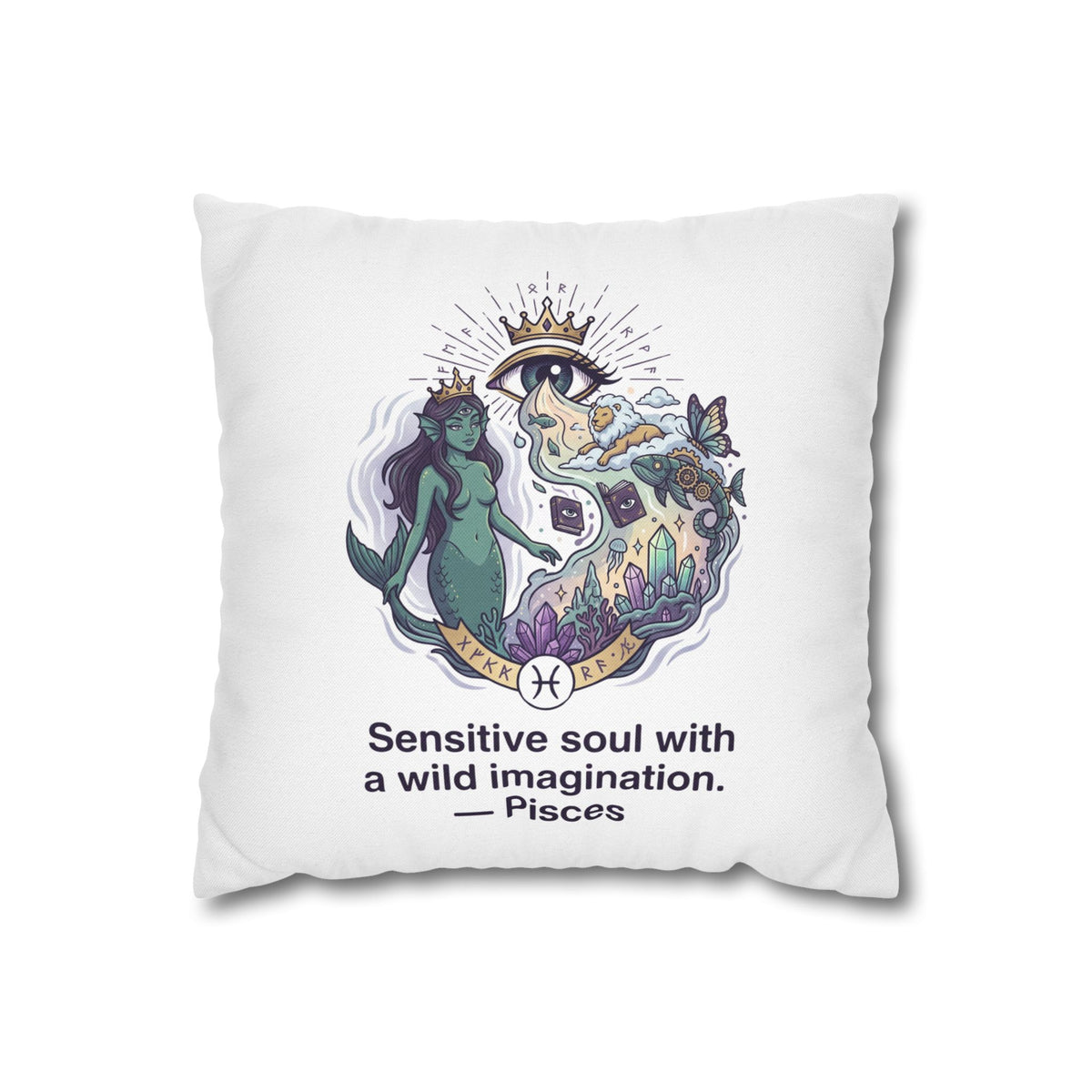 Pisces Zodiac Pillowcase — "Sensitive soul with a wild imagination" Decorative Throw Pillow Cover