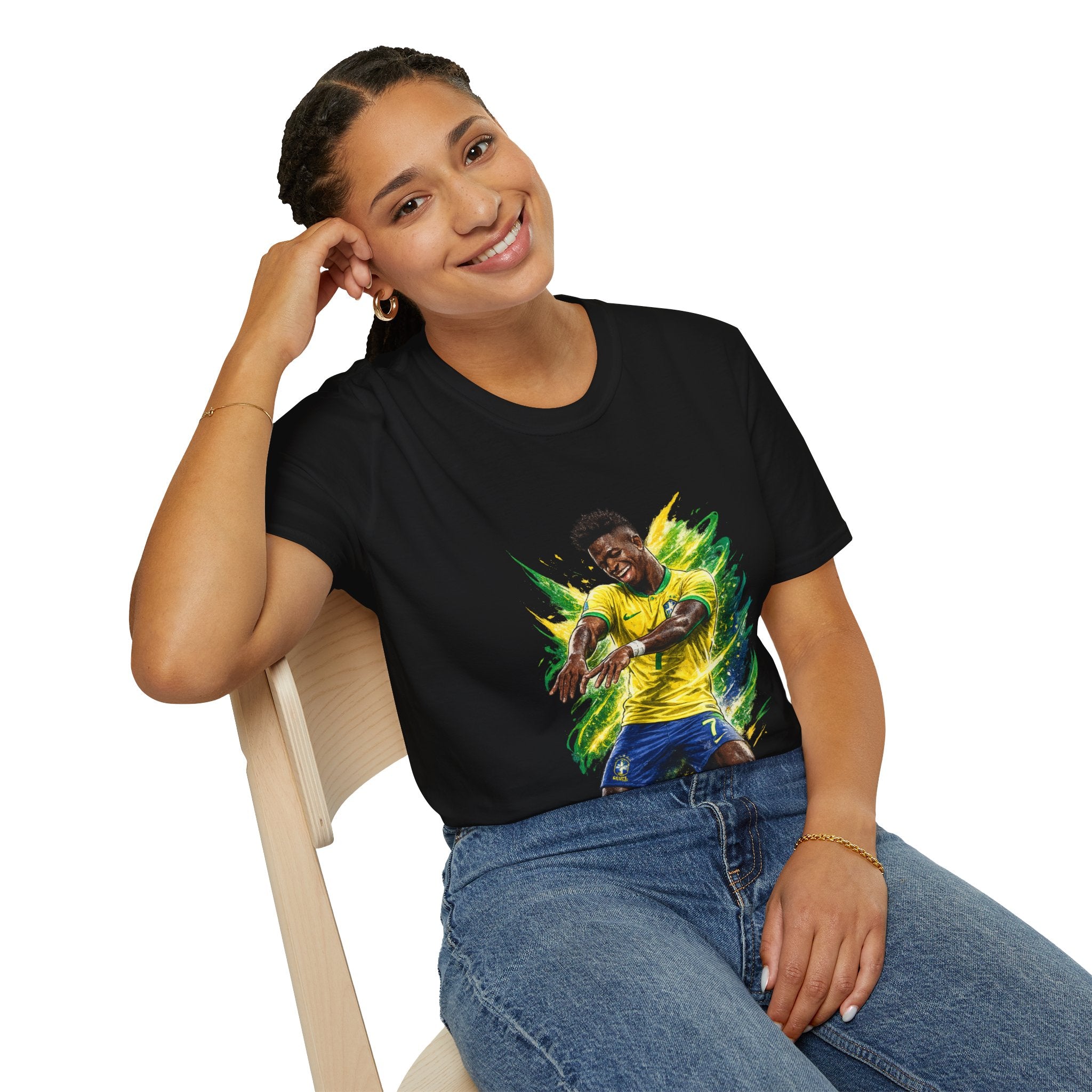 Brazil  Soccer Celebration T-Shirt — Brazilian Football Player Artwork