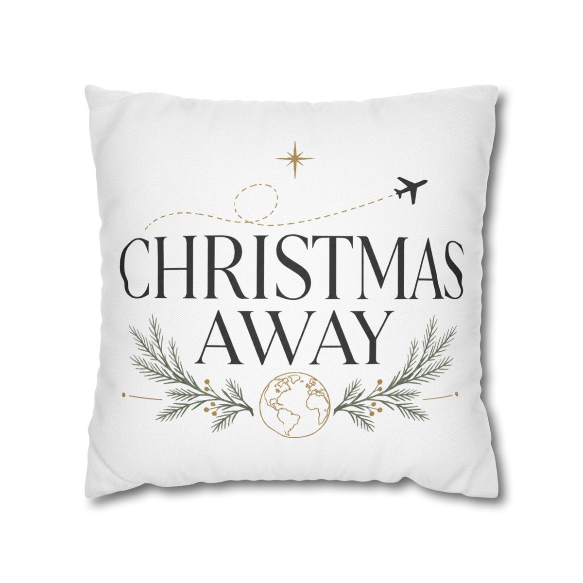 Christmas Away Square Pillowcase – Travel-Themed Holiday Decorative Pillow