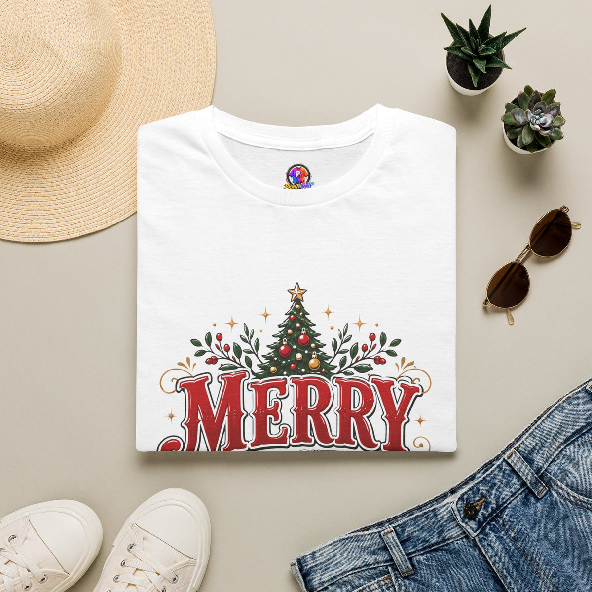 Merry Christmas Y'all T-Shirt — Festive Holiday Tree Tee