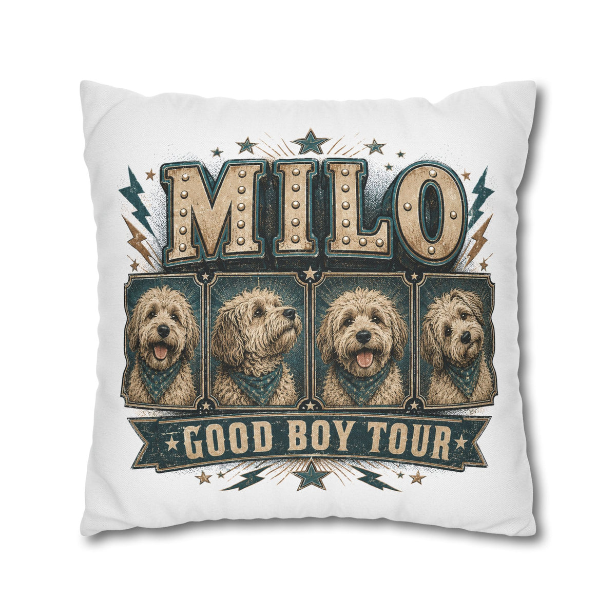Milo "Good Boy Tour" Dog Photo Throw Pillowcase Milo Bailey Dog Dad Mom