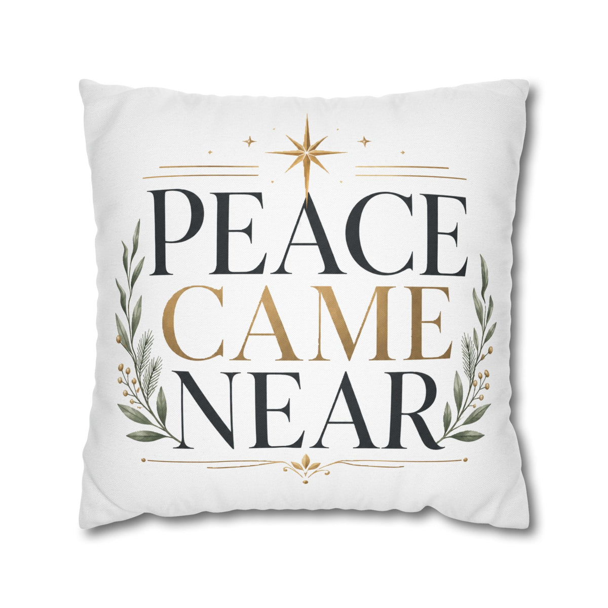 Christmas Peace Came Near Square Pillow — Christmas Holiday Decorative Throw Pillowcase