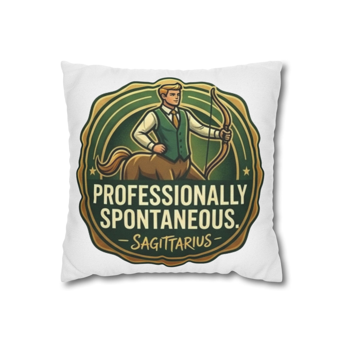 Sagittarius Pillowcase — "Professionally Spontaneous" Zodiac Decor