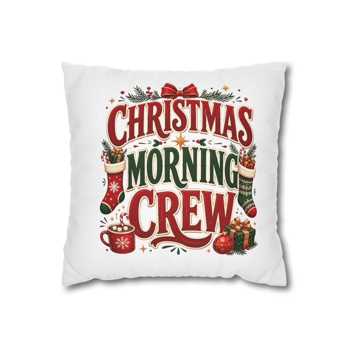 Christmas Spun Square Pillowcase  Morning Crew Pillowcase