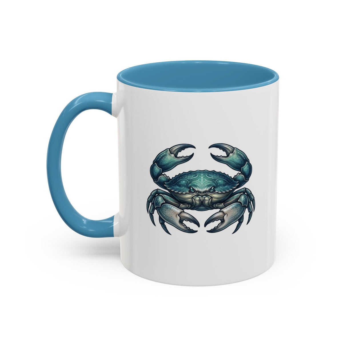 Cancer Zodiac Blue Crab Accent Coffee Mug — Nautical Beach Home Decor Gift