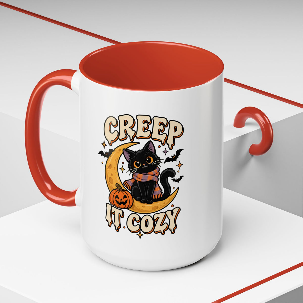 Creepy It Cozy Black Cat Halloween Accent Coffee Mug (11/15oz)