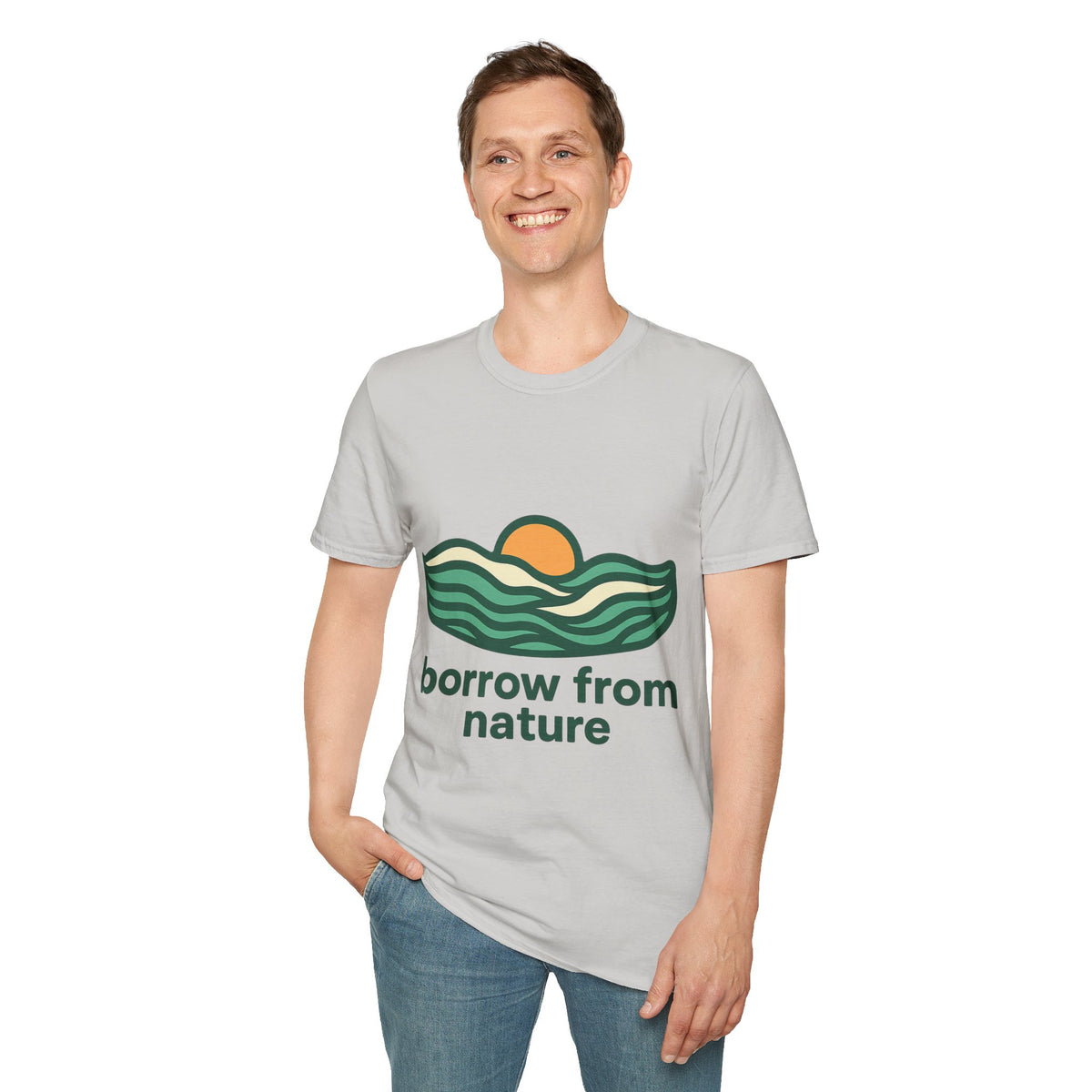 Borrow From Nature T-Shirt — Retro Sunset Eco Graphic Tee - Trending Now - September 2026