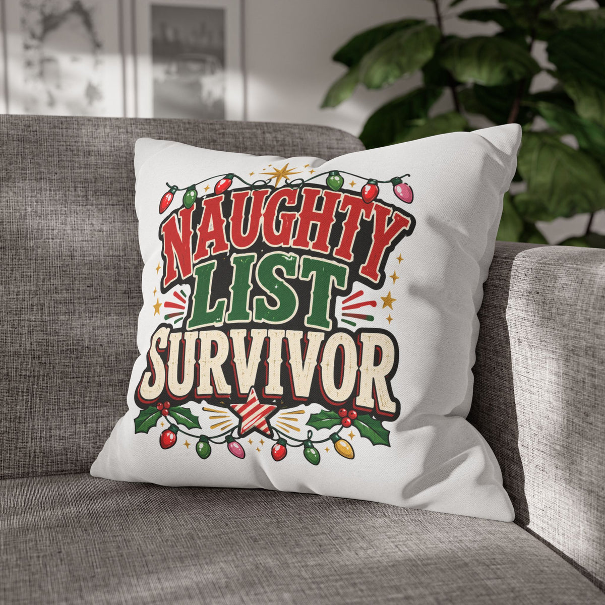 Naughty List Survivor Christmas Pillowcase