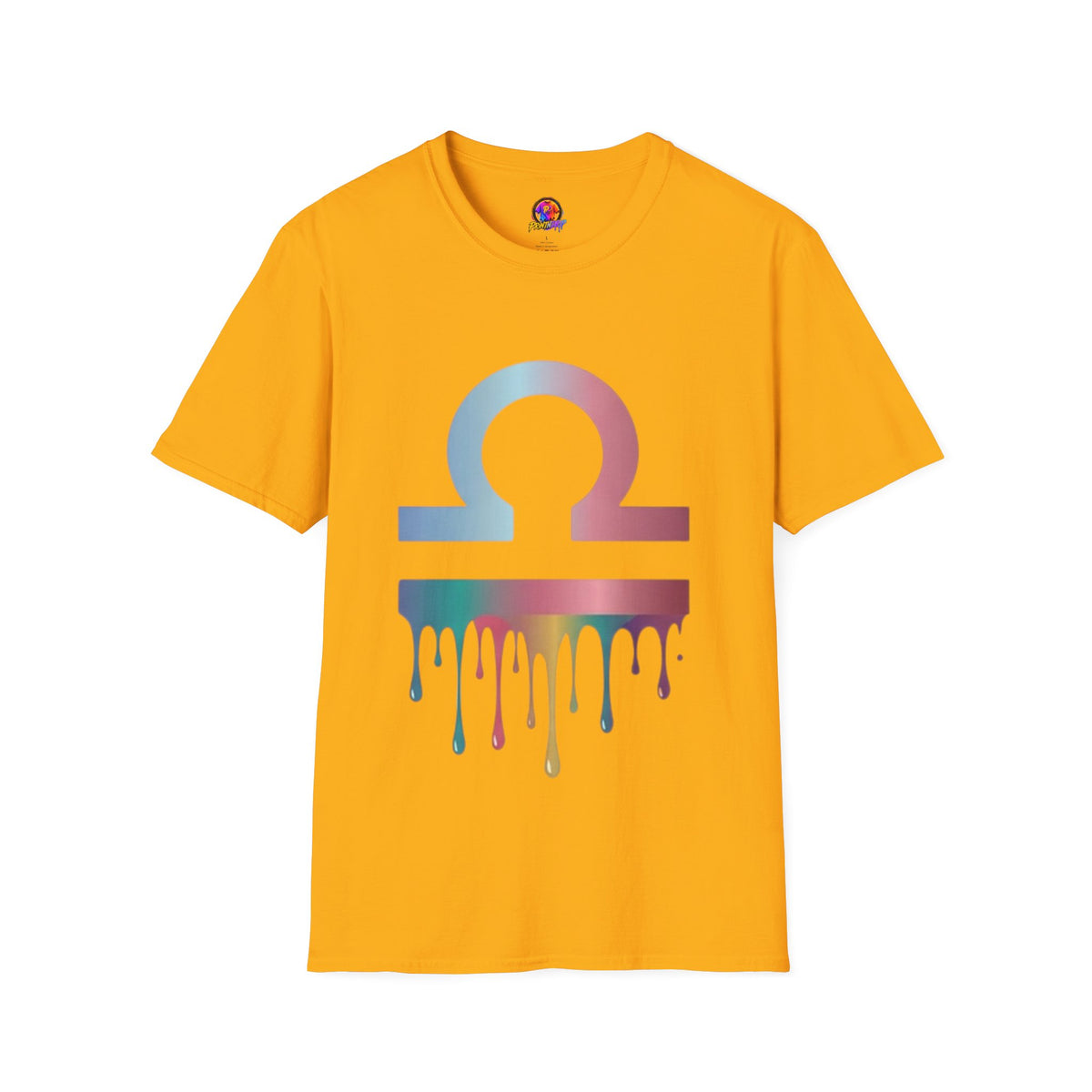 Omega Symbol T-Shirt — Pastel Gradient Drip Design