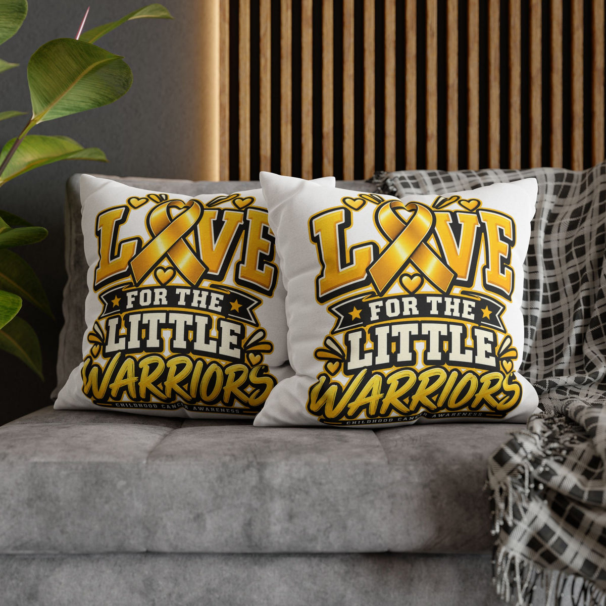 Square Pillow - "Love for the Little Warriors" Childhood Cancer Awareness Pillowcase