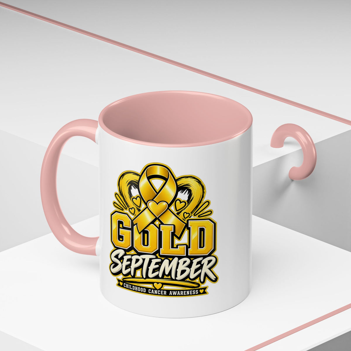 Gold September Coffee Mug — Childhood Cancer Awareness Accent Mug (11/15oz)