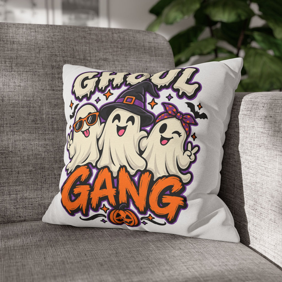 Ghoul Gang Halloween Throw Pillowcase — Cute Ghosts Decorative Pillow Cover