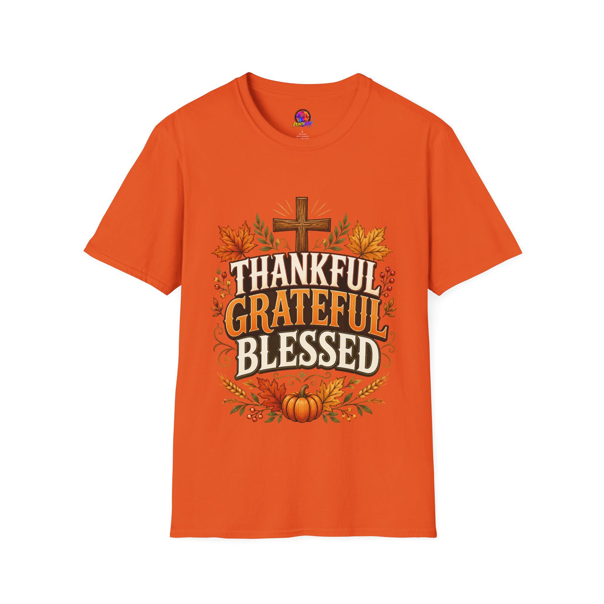 Thanksgiving T-Shirt Thankful Grateful Blessed T-Shirt — Fall Thanksgiving Christian Tee