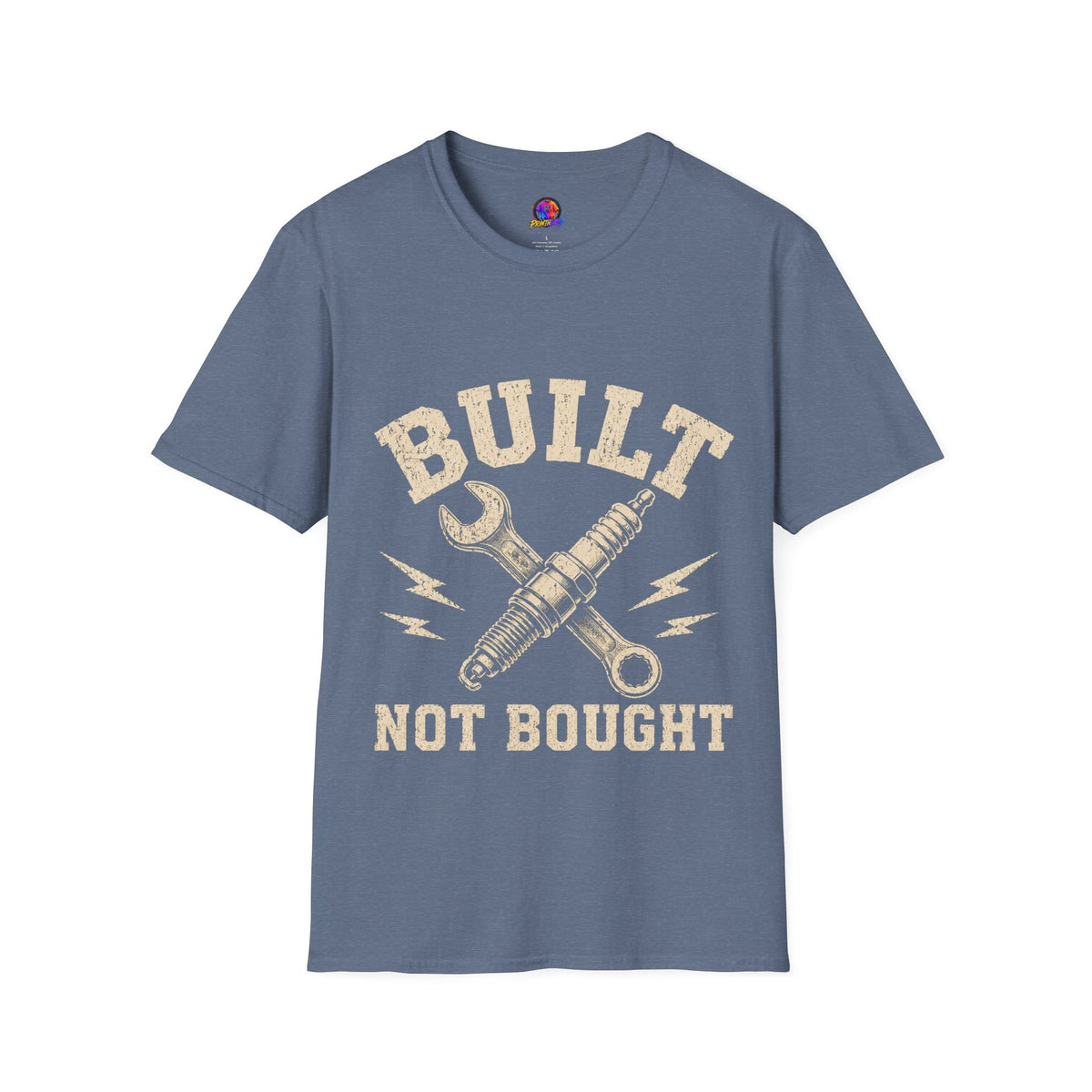 Built Not Bought T-Shirt — Mechanic Wrench & Spark Plug Vintage Tee