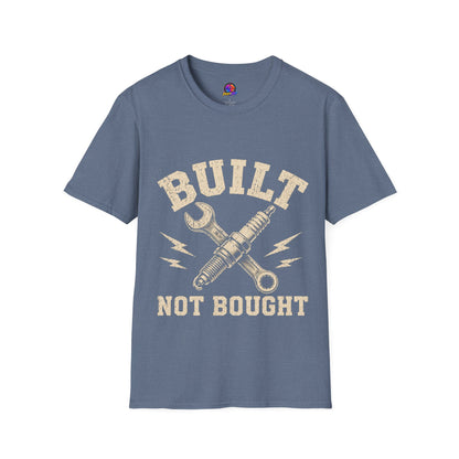 Built Not Bought T-Shirt — Mechanic Wrench & Spark Plug Vintage Tee