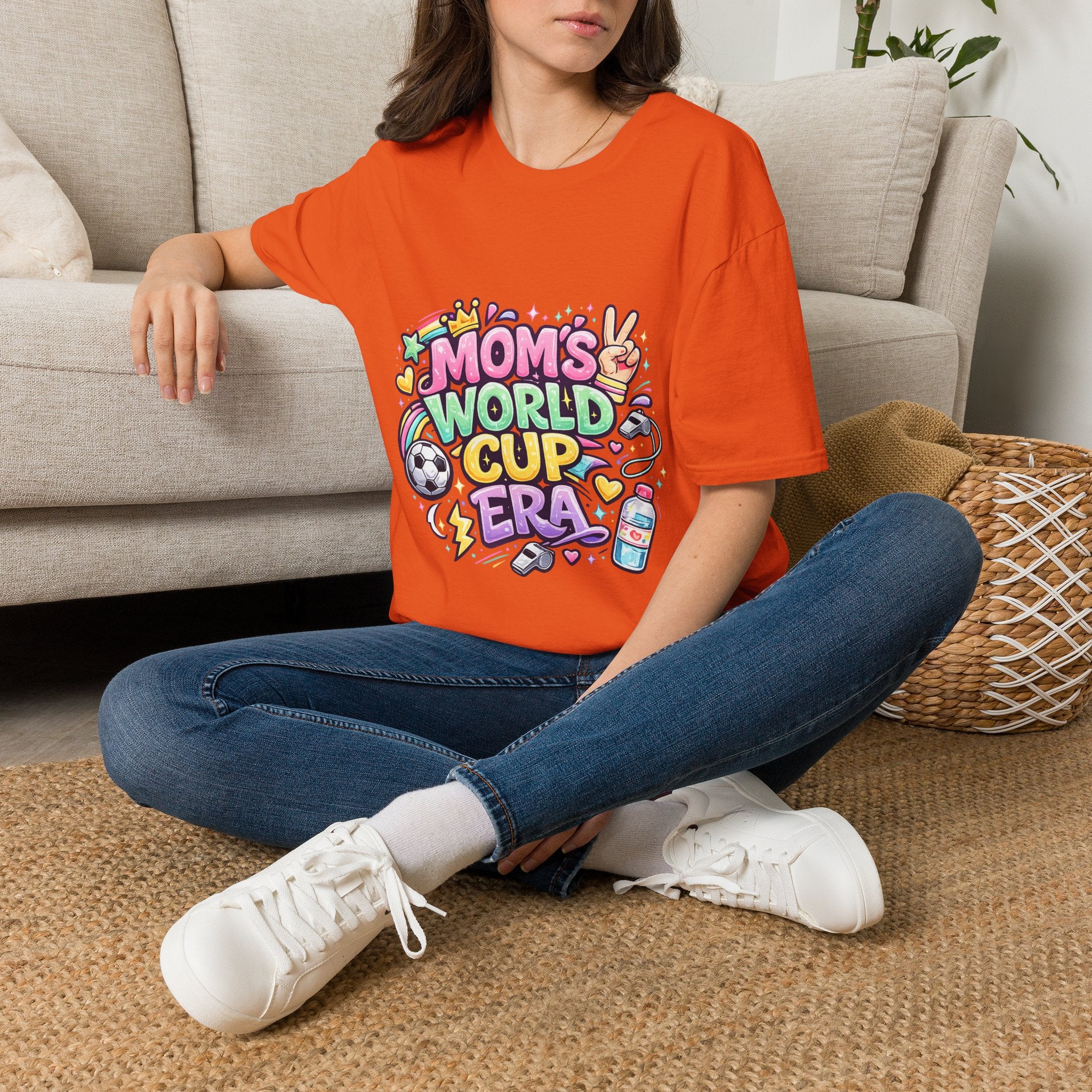 Girls Kids Mom's World Cup Era T‑Shirt — Playful Soccer Mom Tee