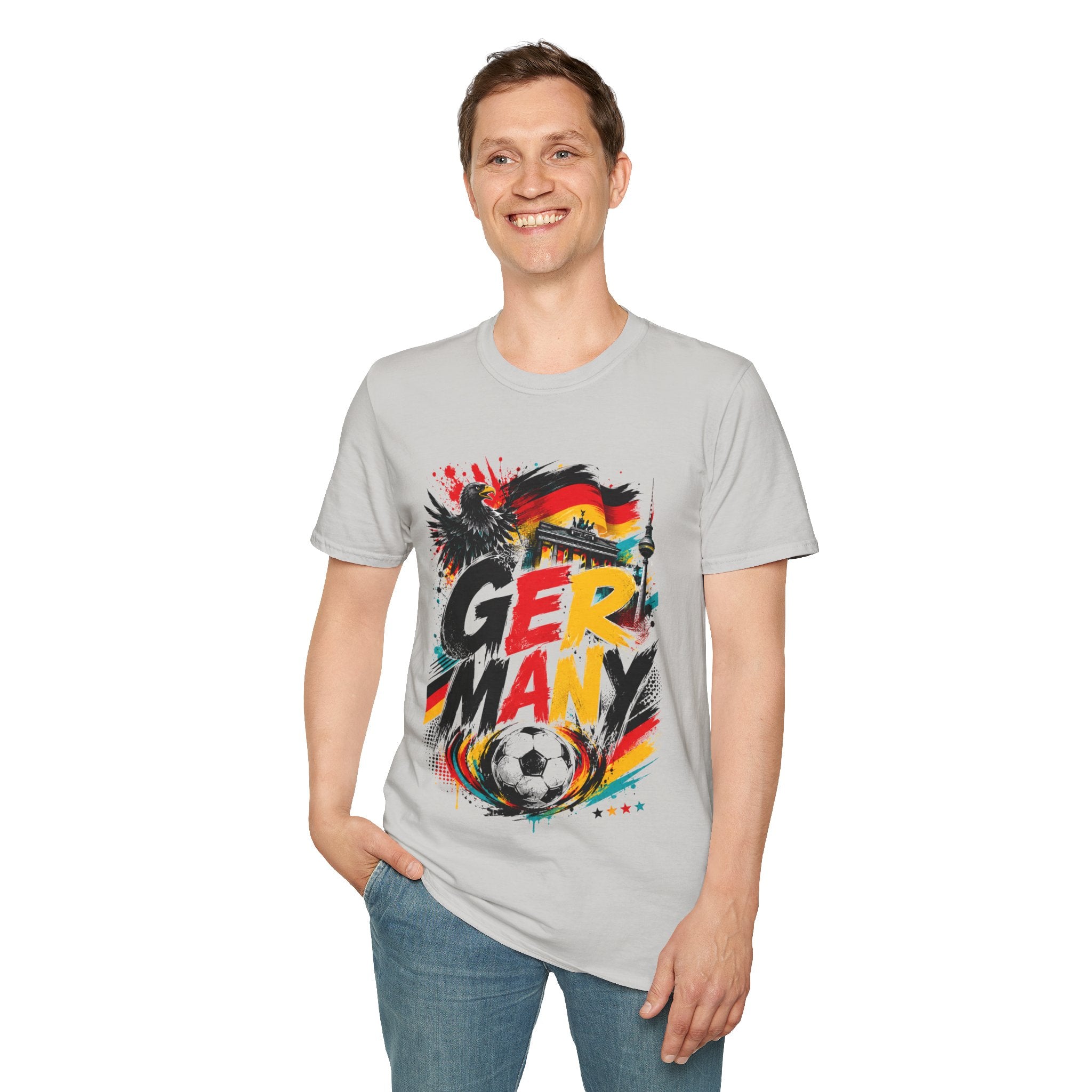 Germany Soccer Graphic T‑Shirt — Flag, Eagle & Brandenburger Tor Design