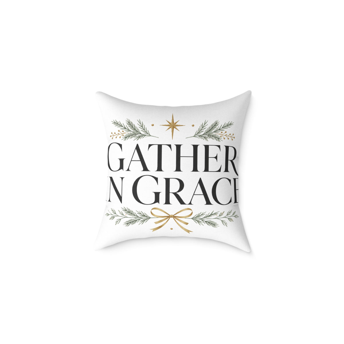 Christmas Gather in Grace Holiday Pillow - Square Poly Canvas Throw Pillow