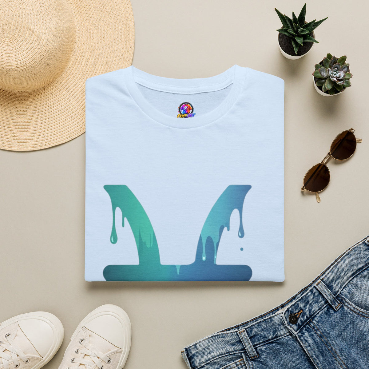 Pisces Drip Zodiac T-Shirt — Blue Gradient Astrological Tee