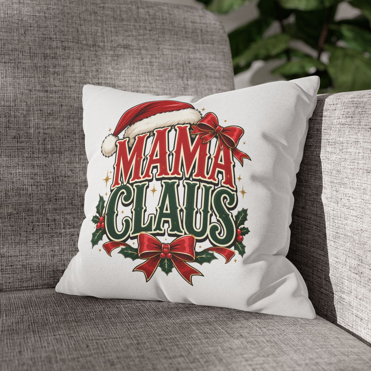 Christmas Mama Claus Holiday Throw Pillowcase — Christmas Decorative Square Pillow Cover