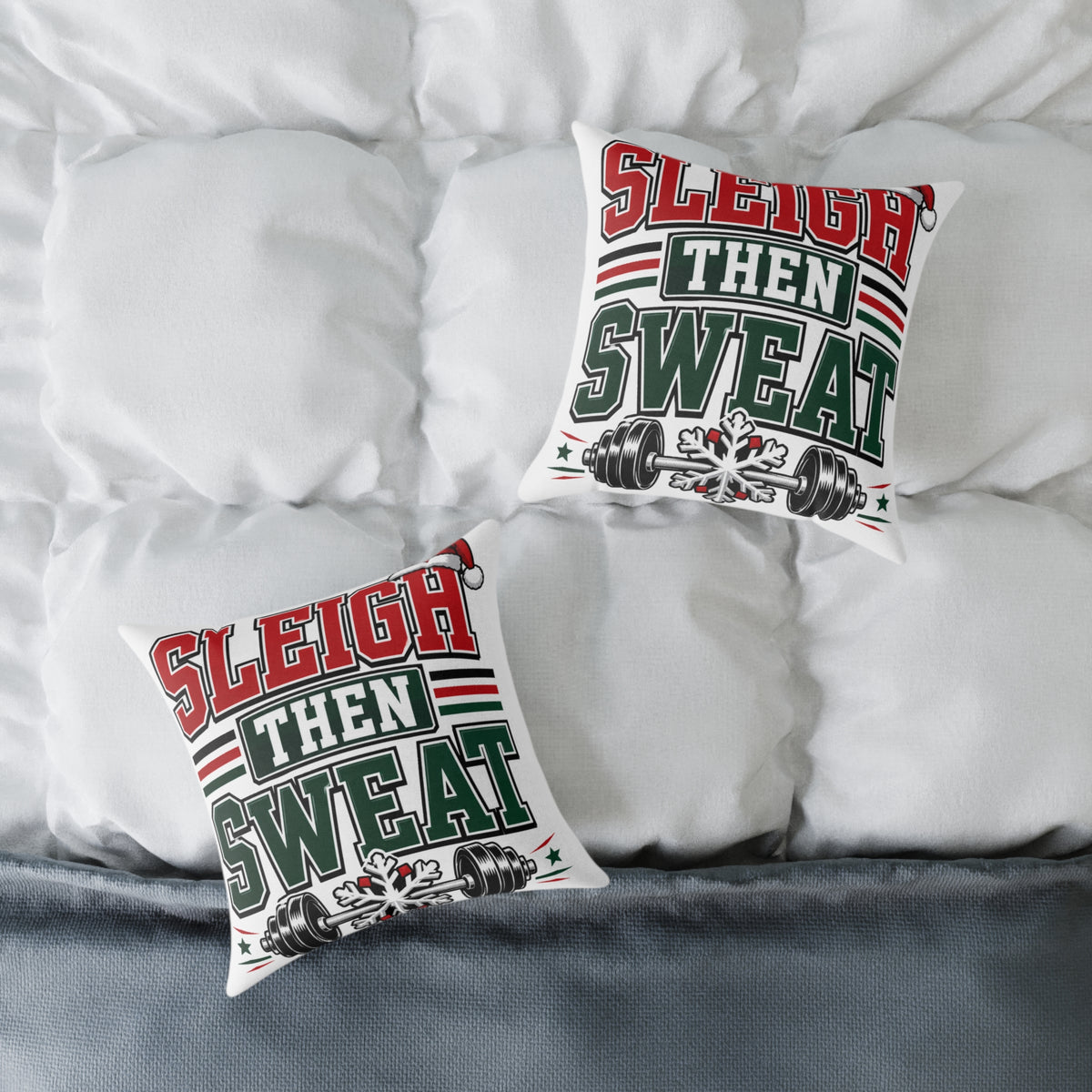 Modern Day Christmas  Sleigh Then Sweat Christmas Gym Pillow