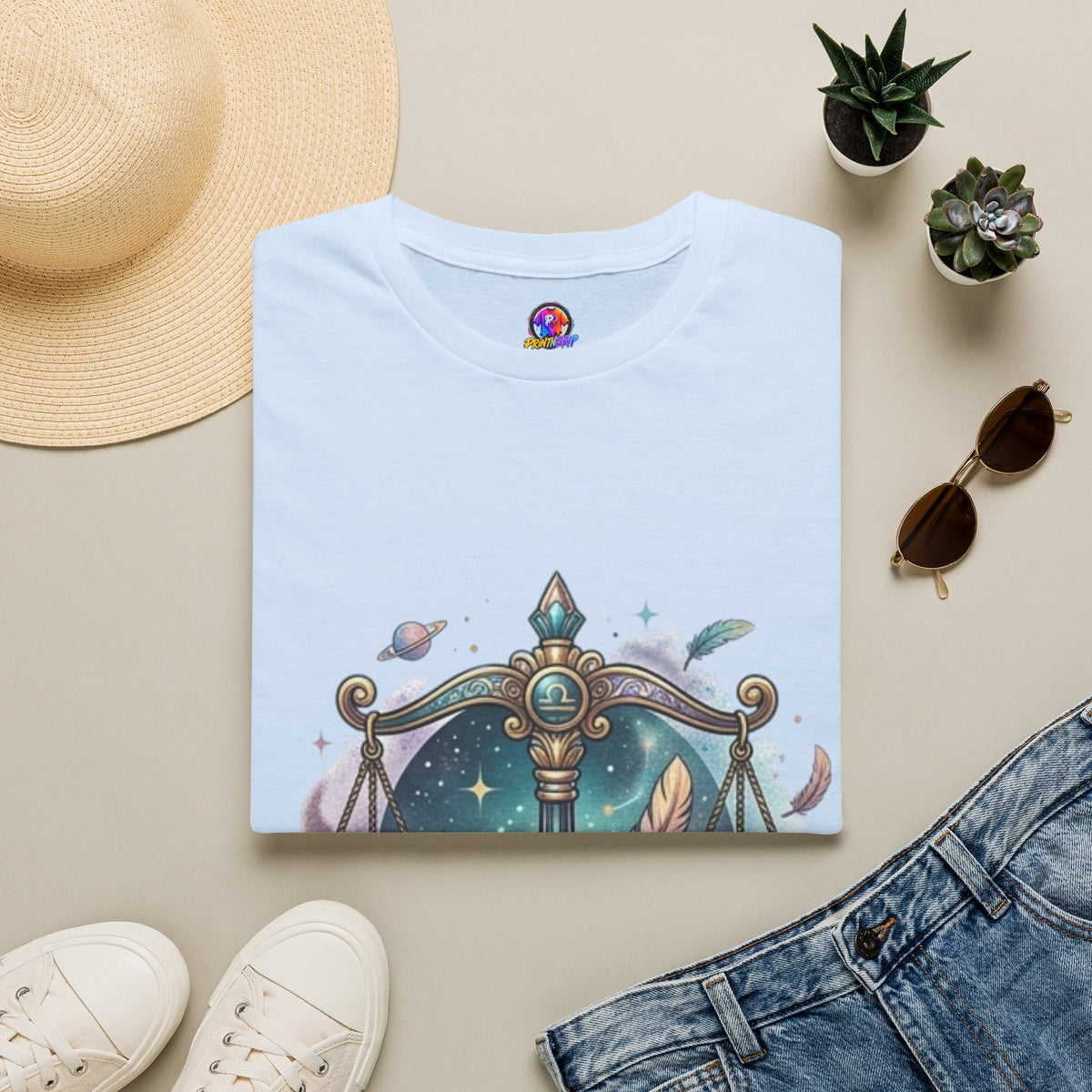 Libra Scales Zodiac T-Shirt — Celestial Astrology Graphic Tee