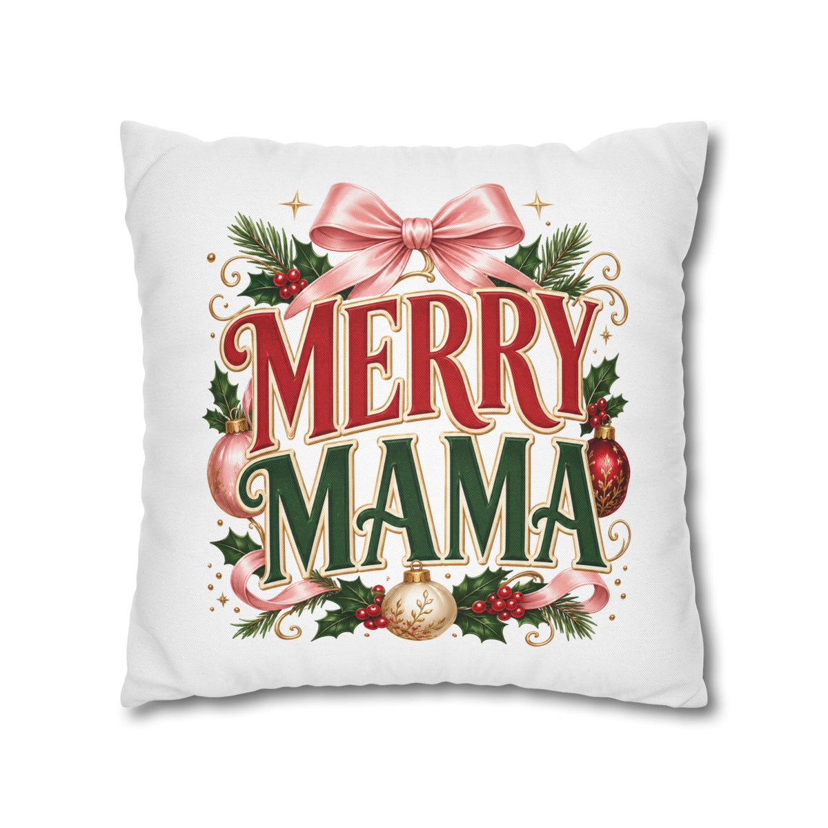 Merry Mama Christmas Pillowcase — Festive Holiday Decorative Pillow Cover