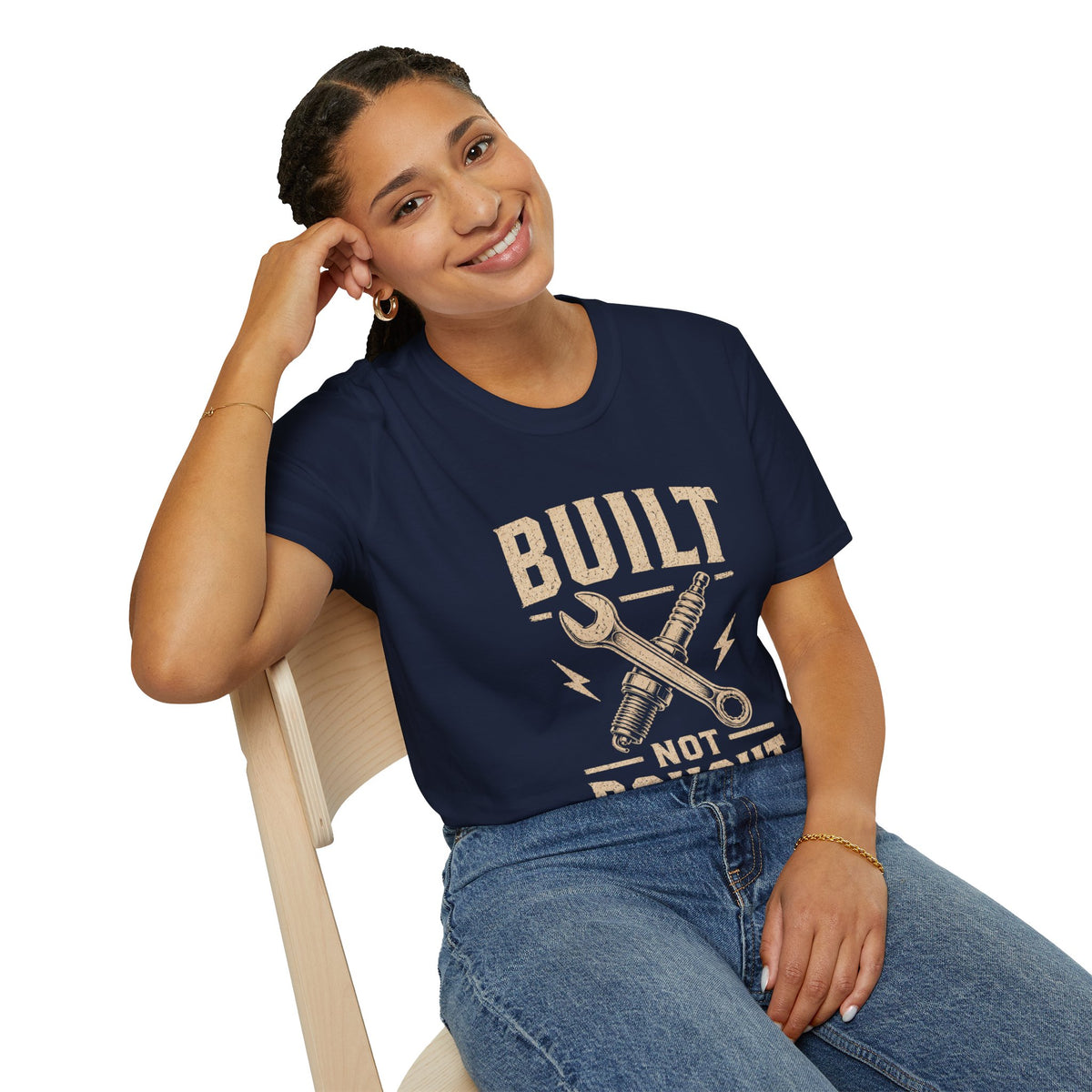 Built Not Bought T-Shirt — Vintage Mechanic DIY Garage Tee