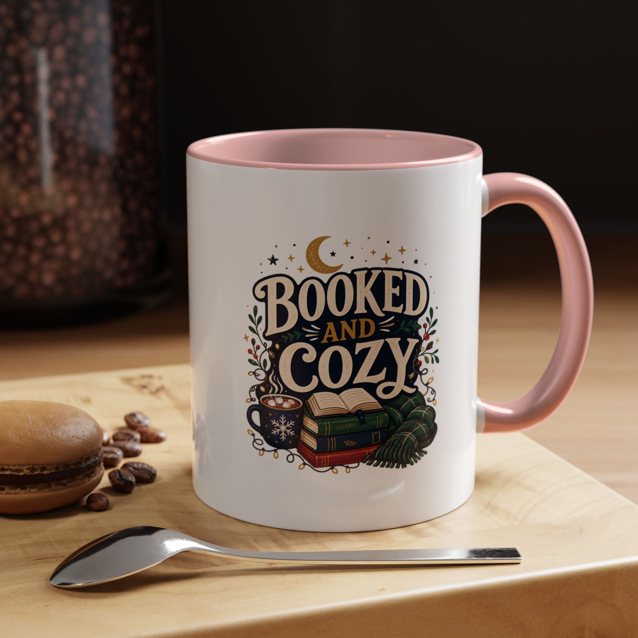 Modern Day Christmas Booked and Cozy Accent Coffee Mug — Book Lover Tea & Coffee Cup (11/15oz)