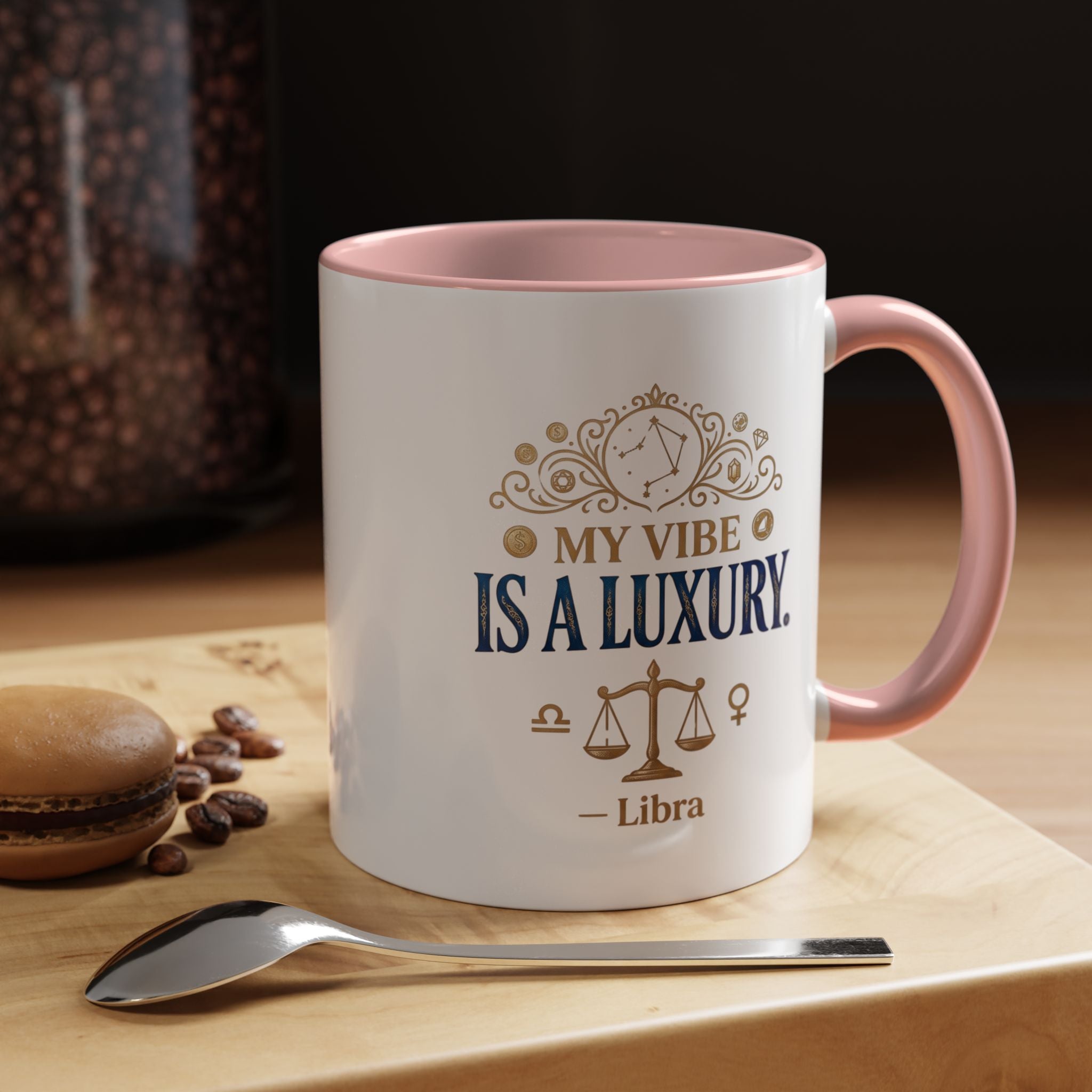 Libra Coffee Mug — "My Vibe Is A Luxury" Zodiac Accent Mug