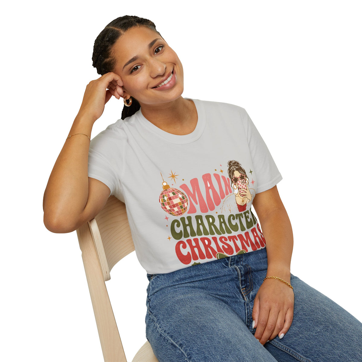 Christmas T-Shirt — "Main Character Christmas" Graphic Tee (Holiday Mom Aesthetic)