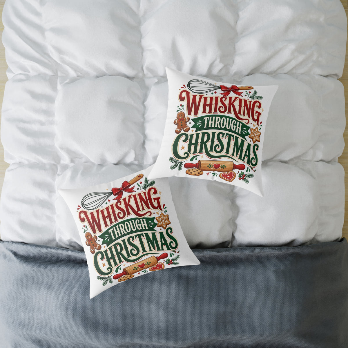 Whisking Through Christmas Pillow — Festive Baking Holiday Throw Pillow