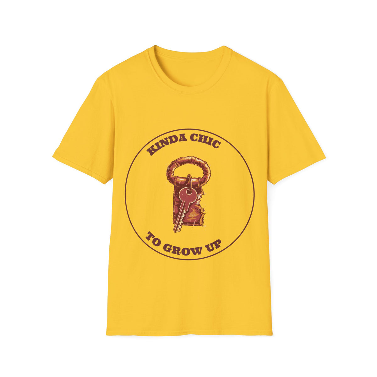 "Kinda Chic To Grow Up" Vintage Key Graphic Tee - Funny Relatable Aesthetic White T-Shirt - Trending Now - September 2026