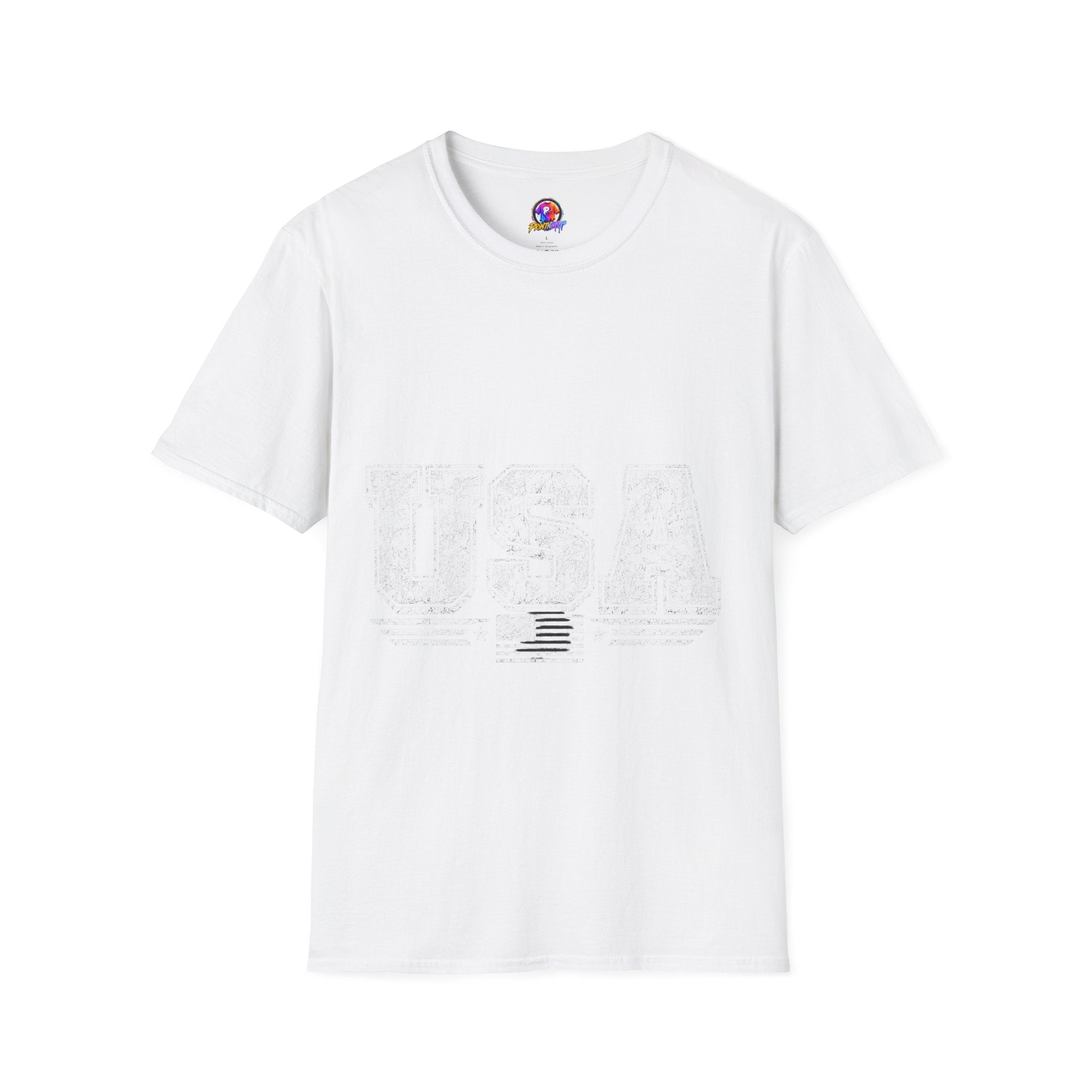 USA Vintage Block T-Shirt — Patriotic Americana Graphic Tee
