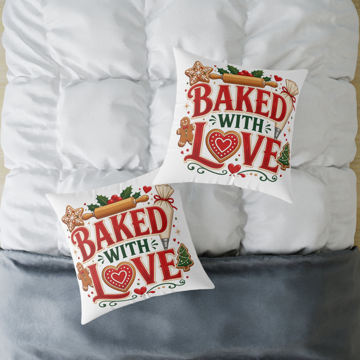 Christmas Baked With Love Square Poly Canvas Pillow
