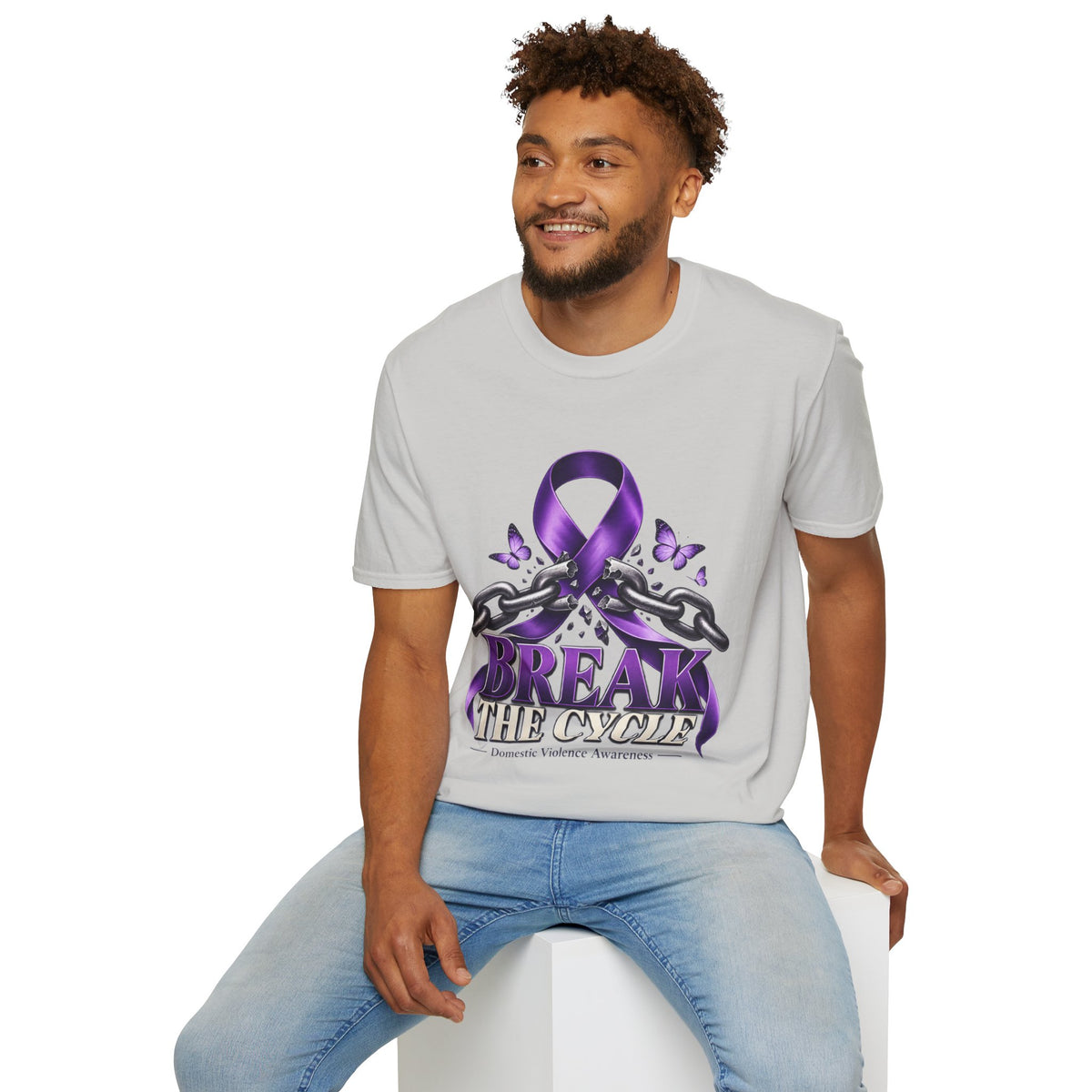 Break The Cycle Purple Ribbon T-Shirt — Domestic Violence Awareness Tee
