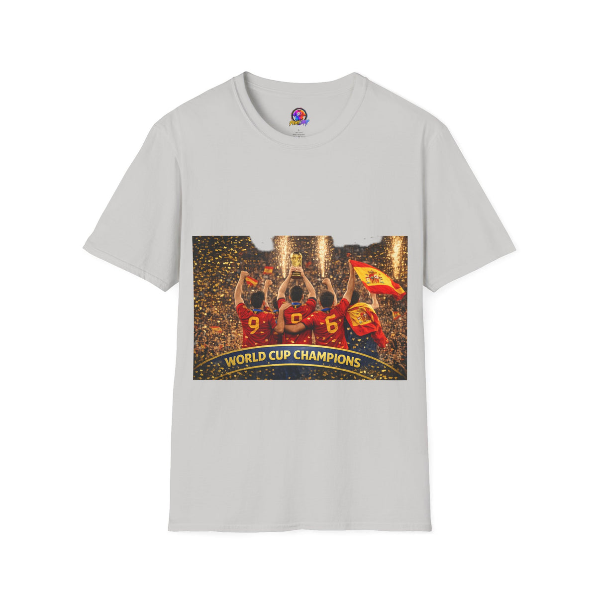 Spain World Cup Champions T‑Shirt — Soccer Trophy Celebration Tee