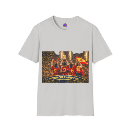 Spain World Cup Champions T‑Shirt — Soccer Trophy Celebration Tee