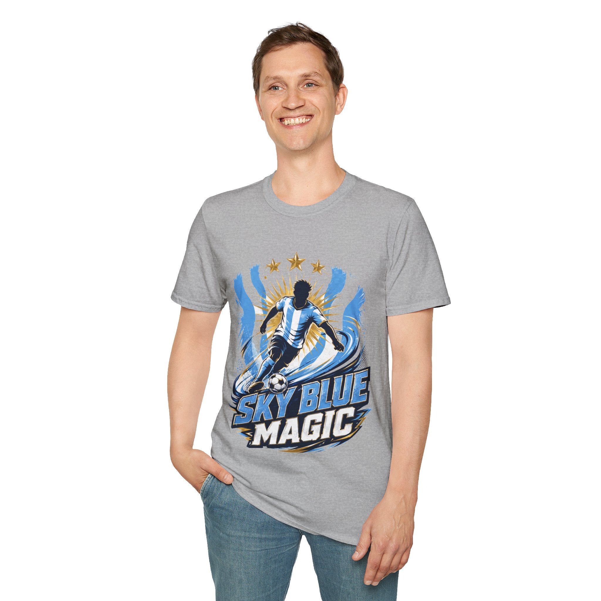 Argentina Sky Blue Magic Soccer T-Shirt — Argentinian Football Player Graphic Tee