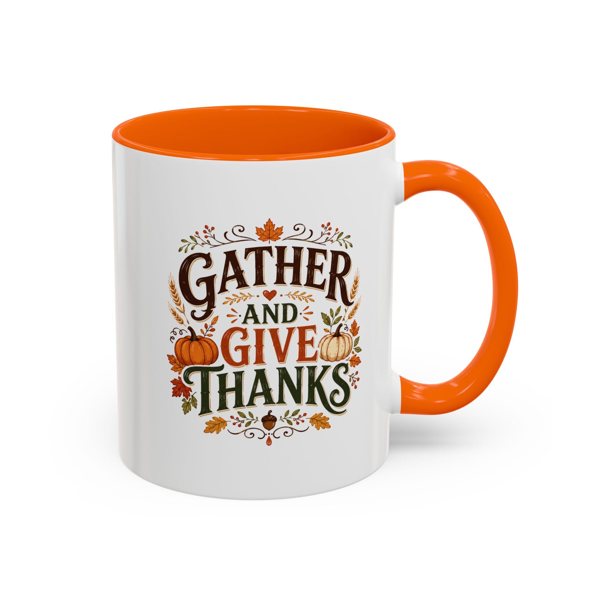 Thanksgiving Mug Gather and Give Thanks Coffee Mug — Thanksgiving Accent Mug