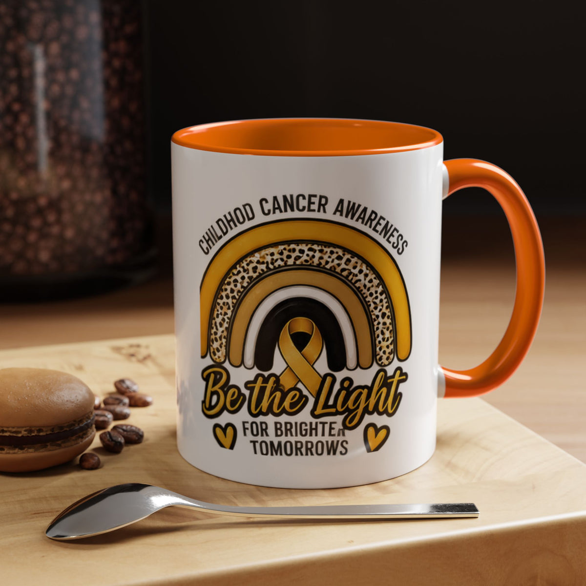 Childhood Cancer Awareness Accent Coffee Mug — "Be the Light" 11/15oz