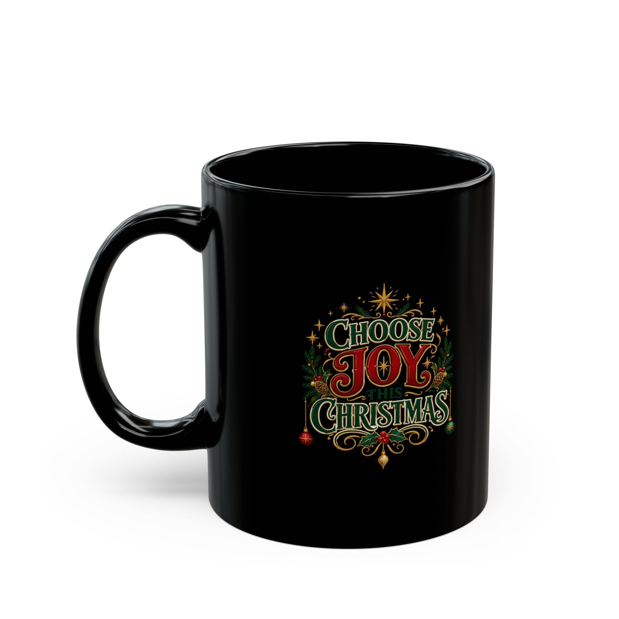 Choose Joy Christmas Mug — Festive Holiday Coffee Cup (Black, 11oz/15oz)