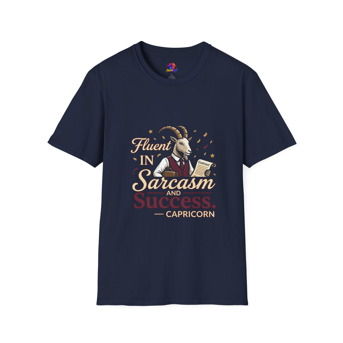 Capricorn Goat Graphic T-Shirt — "Fluent in Sarcasm & Success" Zodiac Tee